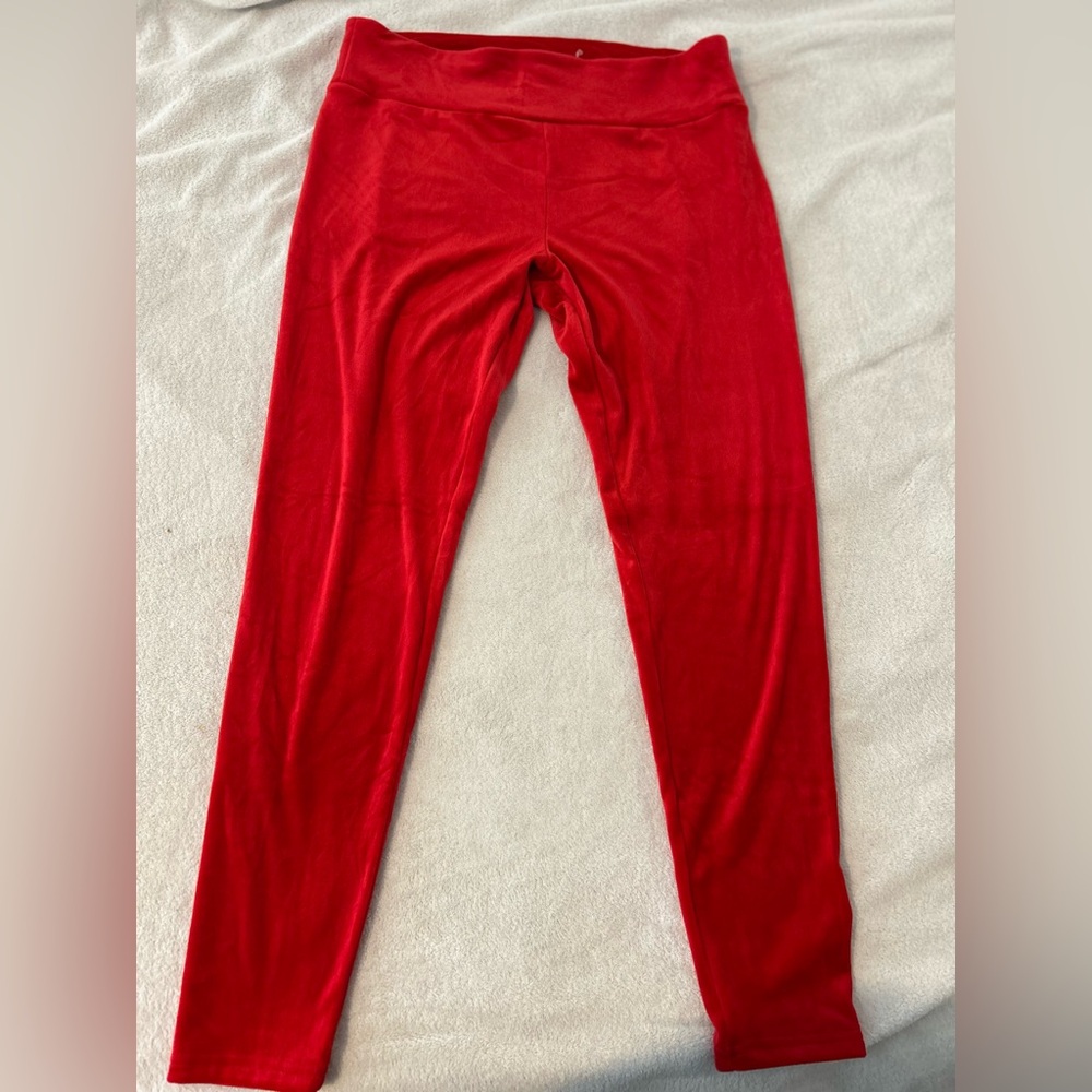 No Boundaries Red Velvet Leggings Size XXL 1X High Rise Stretch